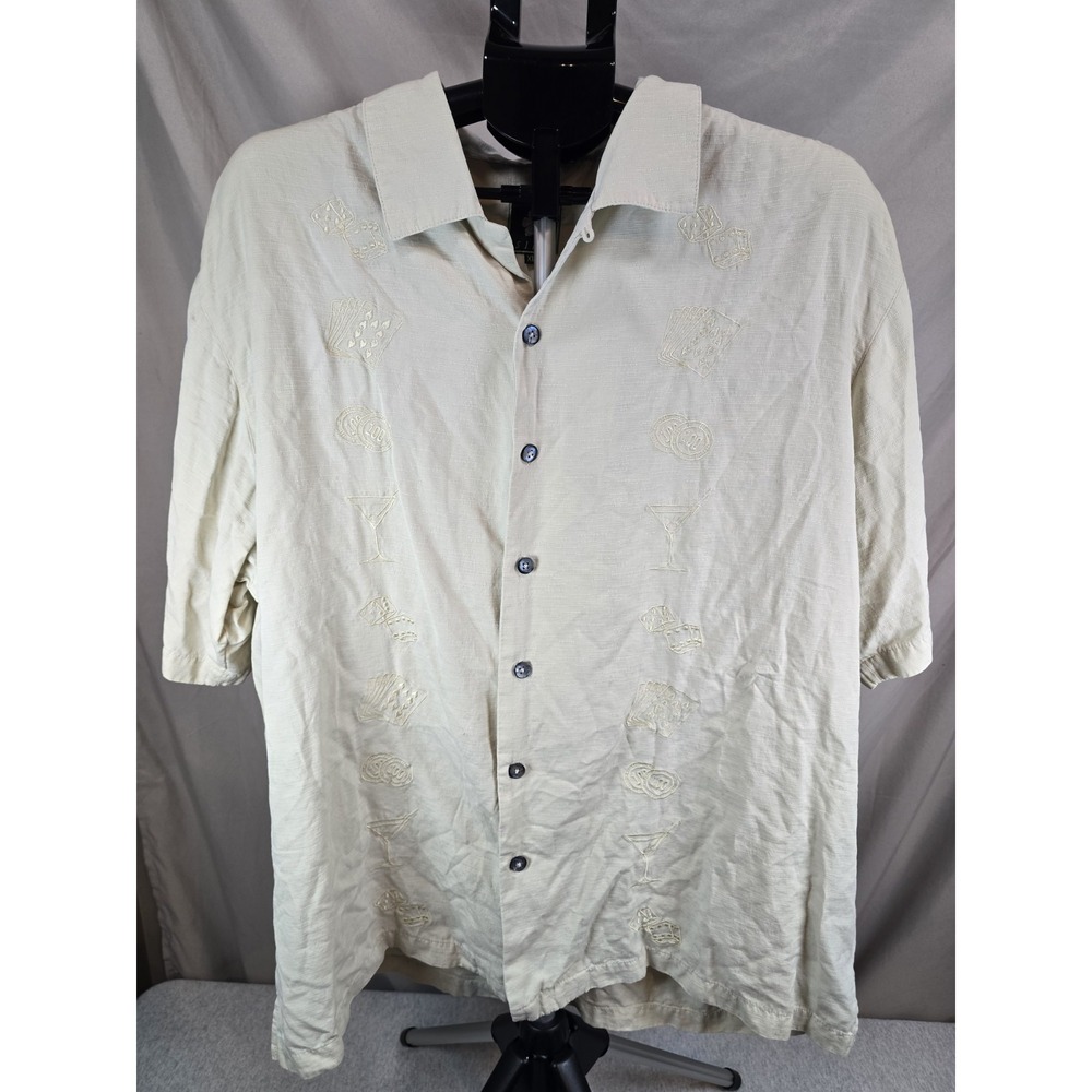 Beige button-up shirt XL from the brand Aureus 70% silk 30% cotton, THE GAMBLER